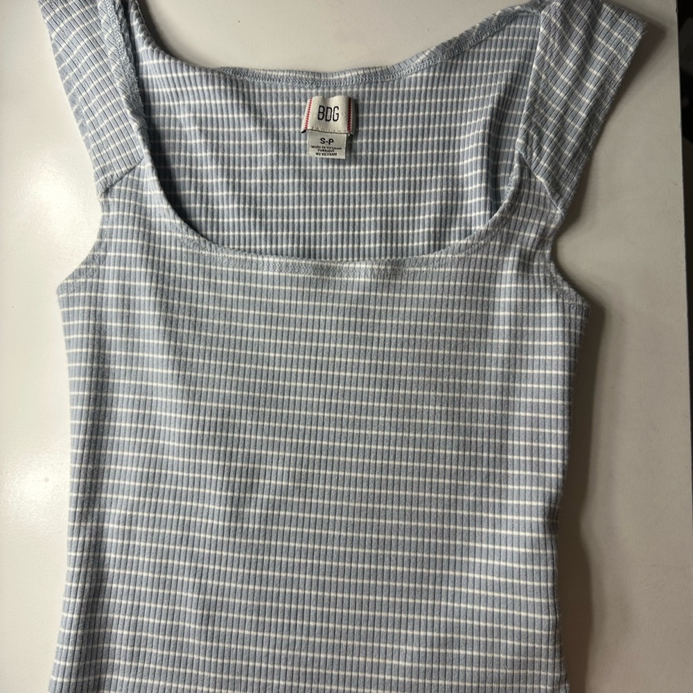 BDG Checkered Blue and White Tank Top